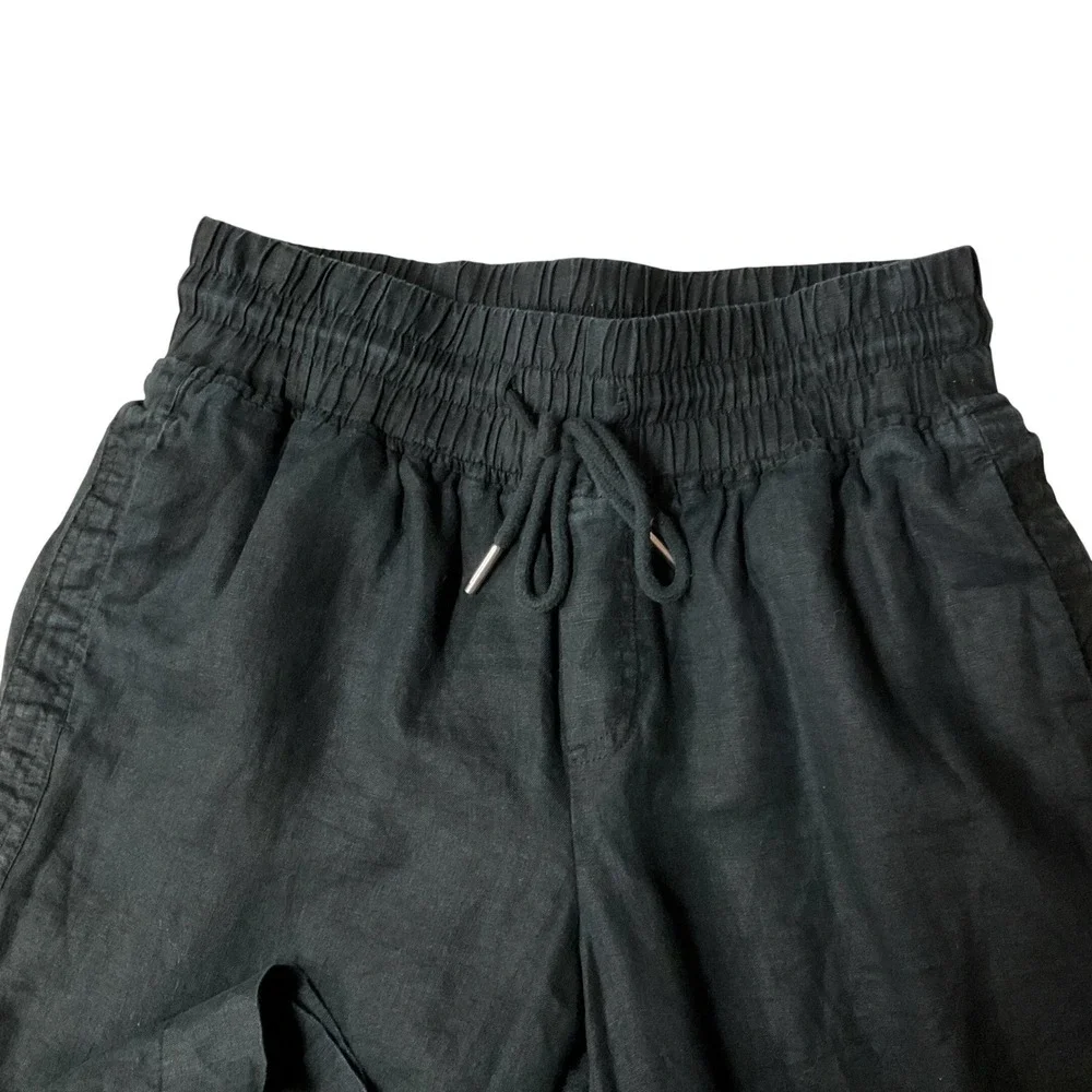 Quince‎ Women's 100% European Linen Wide Leg Relaxed Fit Pants Black Size Small